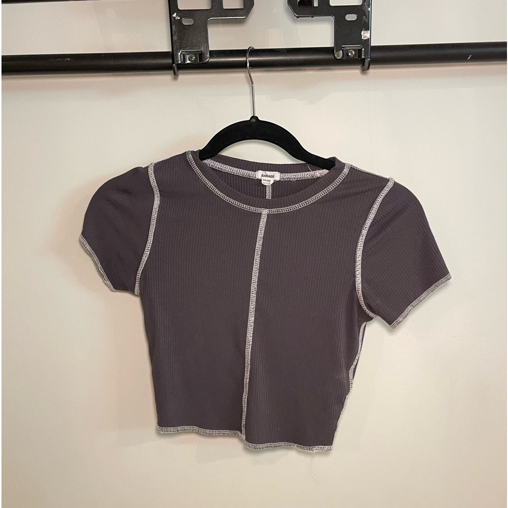 trendy reverse stitch crop top from garage!